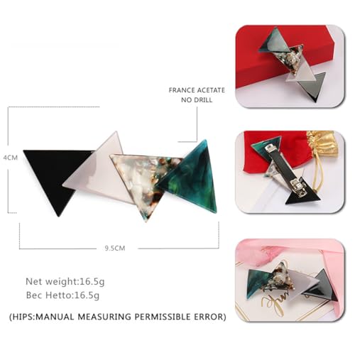 Grampo de celuloide de cabelo com presilha automática triangular vintage fofo