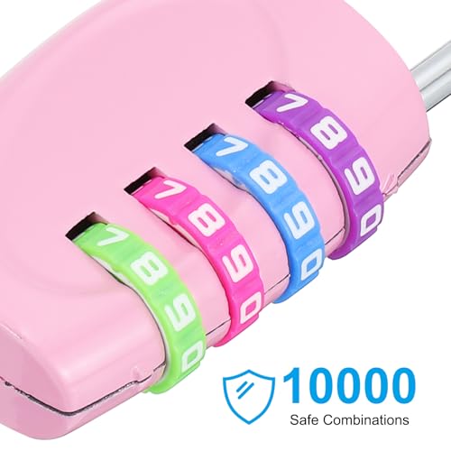 Image of PATIKIL Combination Lock, 2Pcs 4 Digit Outdoor Padlock Waterproof Locker Lock for Luggage Suitcase, Gym Locker, Fence, Filing Cabinets, Toolbox, Gate, Pink with Colorful Wheel