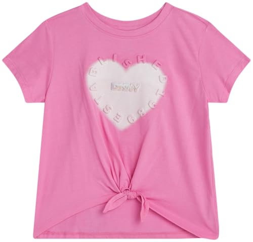 Image of DKNY Girls Shirts - Lightweight Cotton Blend Short Sleeve Crewneck Graphic Tee Cute Tops - Casual Trendy Girls Summer Clothes