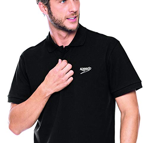 Speedo Piquet Camiseta Polo, Masculino, Preto, P
