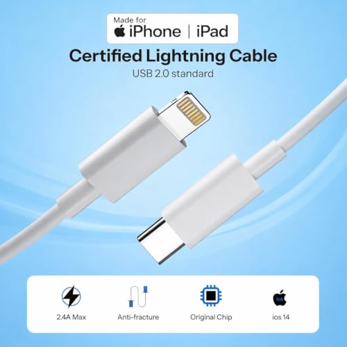 Image of i-Phone USB C- to Lightnlng 20W Fast Charging Cable (MFi Certified) Compatible with iPhone 14 /14 Pro Max, 13 /13 Pro Max /12 /11 /XR /XS /X /8 Plus - Fast Charge Support High Speed