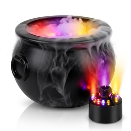 PMU 2pc Cauldron Set 10in Black Cauldron w/Mist Maker & Multicolor Fogger