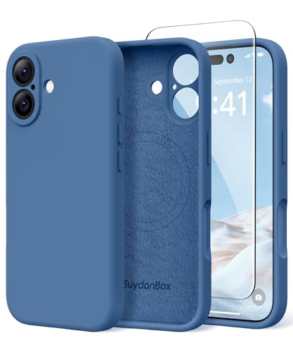 Image of Magnetic for iPhone 17 Case, Compatible with MagSafe, [Full Camera Protection][Screen Protector] Silicone Shockproof Protective Phone Case for iPhone 17 6.3 inch, Lake Blue