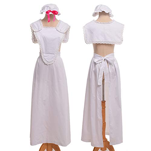 GRACEART Victorian Maid Pinafore Apron Colonial Prarie Peasant Apron with Bonnet (style04) - Image 3