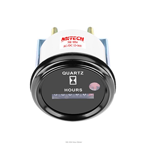 NKTECH - Misuratore di ore al quarzo NK-HS4, contatore DC/AC, per escavatori, barche, trattori, generatori di auto, trinciatori, motore marino, motoslitta pompe (bianco 12 V-36 V)