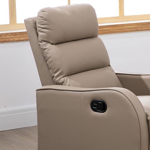 Homcom Poltrona Relax Reclinabile Manuale 160° Con Poggiapiedi, Seduta Ampia, Poltroncina Reclinabile Imbottita Girevole In Finta Pelle Per Camera Da Letto, Salotto E Soggiorno, Marrone Chiaro - 9