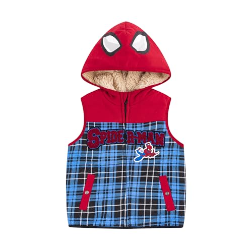 Marvel Spider-Man Boys Sherpa Lined Hooded Vest, Fleece Pants, and Crewneck Top 3 Piece Set for Infant to Toddlers2