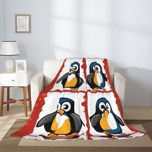 Couverture super douce pingouin, le cadeau idéal pour lit et canapé
