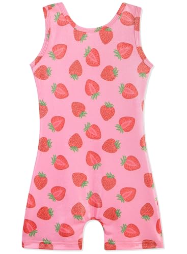 Image of HOZIY Gymnastics Leotards for Girls with Shorts Toddlers Biketards Rainbow Unicorn Dinosaur Mermaid Leopard Flower Galaxy