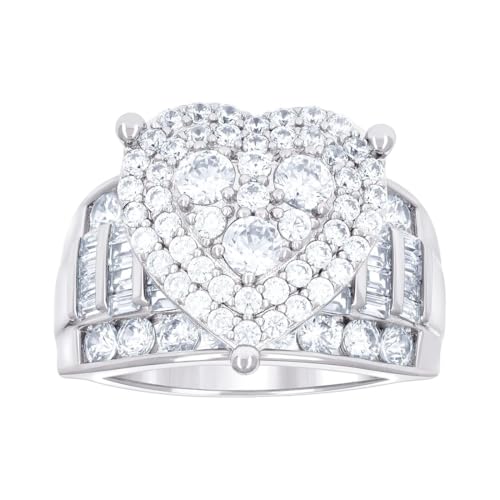 Bague argent 925 anti-ternissement pour femme avec zircone ronde cœur