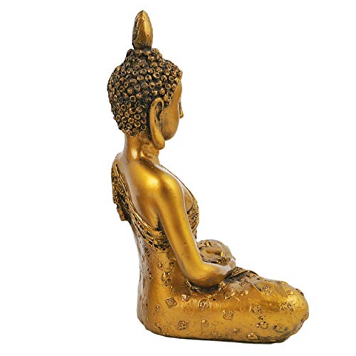 Image of TIED RIBBONS Decorative Buddha Idol Statue Showpiece Decoration Items for Home Decor Living Room Bedroom Pooja Office Desk Table Top Wall Shelf Gifting, 14 cm , 8 cm, Gold