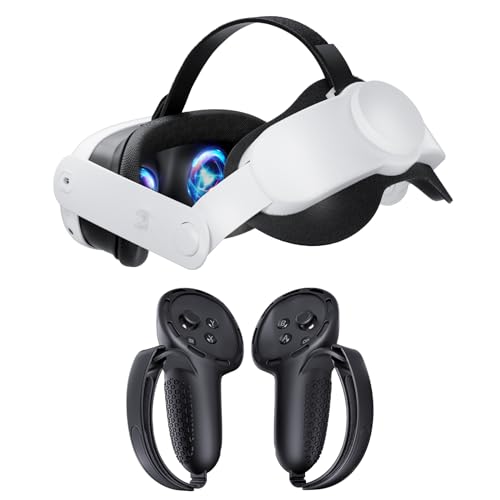 SUPERUS Head Strap & Controller Grips Cover für Meta Quest 3S/Quest 3, Verbesserter Kopf Schutz für die Griffe