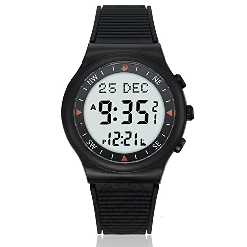 BINIAT Montre de prière Musulmane Horloge de prière Azan avec Direction de la Qibla Heure Azan Regardez pour Arabe Anglais Langue Islamique Cadeau de Ramadan