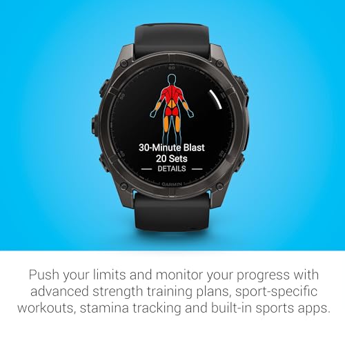 Image of Garmin Fenix 8, 51mm, AMOLED, Sapphire, Smartwatch, Carbon Gray Titanium with Black /Pebble Gray Silicone Band
