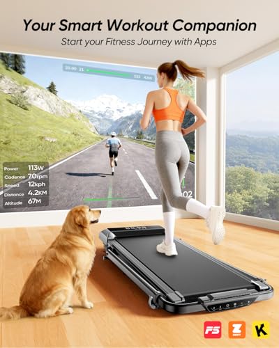 Image of Acezoe Walking Pad with 12% Incline & Height-Adjustable Handlebar, 5-in-1 Foldable Treadmill for Home & Office, Portable Under Desk Treadmill with LED Display & App Control
