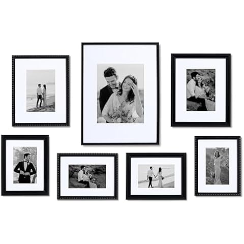 Camden Reed 7 Piece Gallery Wall Frame Set, (1) 12x16 Inch, (2) 8x10 Inch, and (4) 6x8 Inch, Black Cover