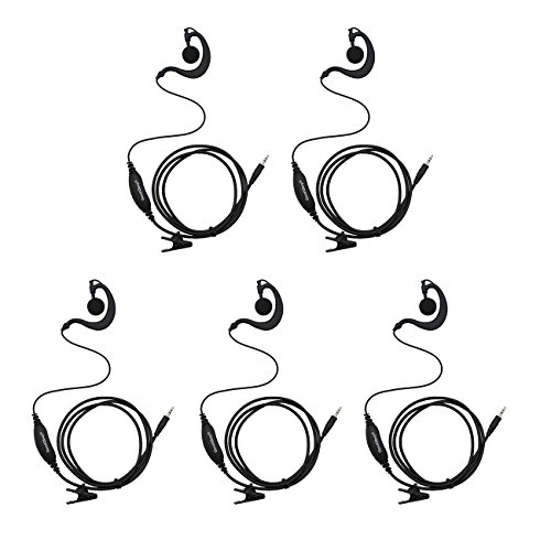 GoodQbuy G Shape Clip-Ear walkie Talkie Headset Earpiece with PTT is Compatible with Cobra Walkie Talkie MT200 MT525 MT550 PR375 PR385 CX105 CX112 CXT145 CXT235 CXT345 CXT545 CXR925 1-pin (5 Pack)