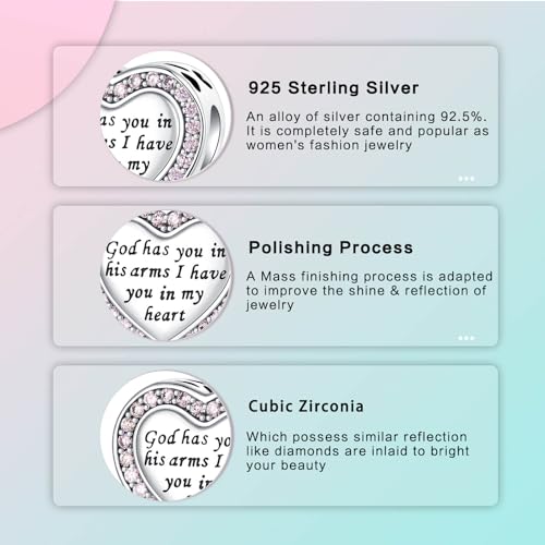 Image of LUXILLA Love You Best Friend Grandma Wife Heart Charm 925 Sterling Silver Charms Fit for Bracelets Necklace Jewelry Gift for Women