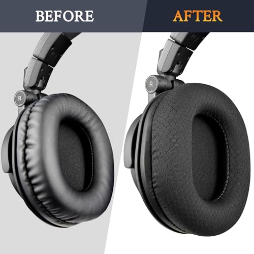 Image of SOULWIT Earpads Replacement for Audio Technica ATH M50X M50XBT M50RD M40X M30X M20X MSR7 SX1 Monitor Headphones, Ear Pads Cushions with Durable Mesh Fabric, High-Density Foam - M50X MF Black