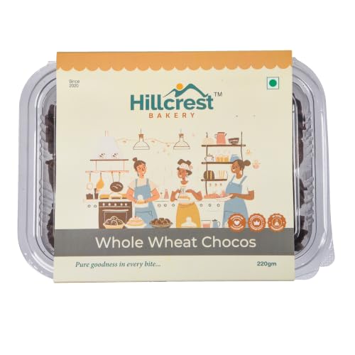 Image of Hillcrest Bakery Whole Wheat Chocos Cookies, 220 Grams | Premium Baked Snack | Crispy & Delicious | Tea Time Treat | Suitable for Everyday Snacking | Hygienically Packed