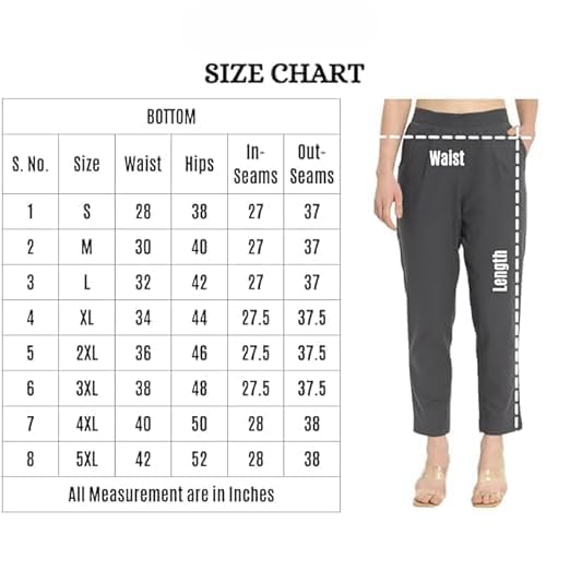 Image of Women's Solid Straight Fit 100% Cotton Trousers | High Waist, Side Pockets, Ankle Length Pants for Office, Casual
