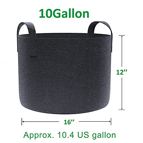 Gardzen 10-Pack 10 Gallon Grow Bags, Aeration Fabric Pots With Handles #TOP2