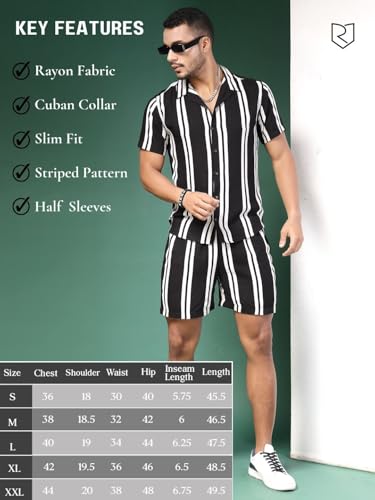 Image of Rigo Printed Co-Ord Set for Men | Casual Shirt & Shorts Night Suit Set | Lounge-wear Nightdress Pajama Set for Mens & Boys | Night Wear, Beach Wear, Vacation Wear Outfit