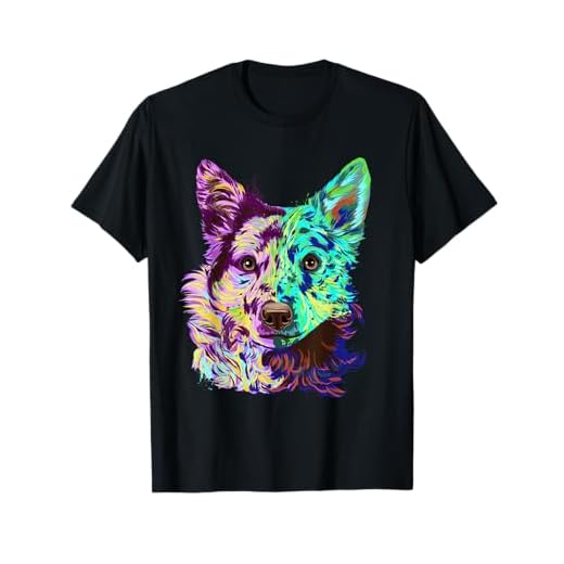 Buntes Splash Mudi Hund T-Shirt