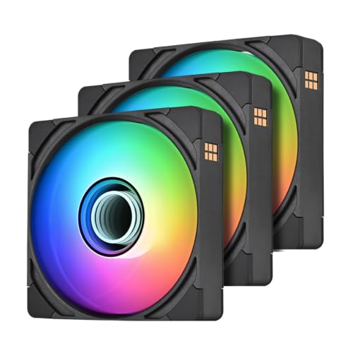 Image of Thermaltake CT140 EX Infinity ARGB Sync 3 Pack; Infinity Mirror Hub; 140mm x 28mm; PWM 500~1800 RPM; MagForce 2.0; 5V 3-Pin Motherboard Sync; 3-Pack; Black; CL-F242-PL14SW-A