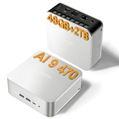 Image of AI Mini PC, AMD Ryzen AI 9 HX 470, 12C /24T Up 5.2GHz, 48GB DDR5 (96GB MAX) 2TB SSD, Radeon 890M, 8K Quad Display,USB4.0, Oculink eGPU, WiFi 7, BT 5.4,Gaming mini PC & 86TOPS AI Workstation