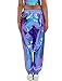 Women Shiny Metallic Jogger Pants Wet Look PU Leather PantsStretchy Holographic Trousers Casual High Waist Sweatpant Disco Rave Pants with Pockets Blue XX-Large 2024
