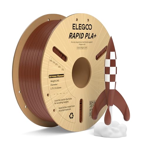 Image of ELEGOO Rapid PLA Plus Filament 1.75mm Brown 1KG, PLA+ 3D Printer Filament for 600 mm /s High Speed Printing, Dimensional Accuracy + /- 0.02 mm, 1kg Cardboard Spool(2.2lbs)