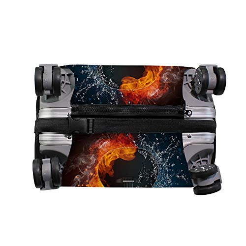 Rashu Luggage Covers Acoustic Guitar Fire Water Illustration Elements Suitcase Protector Anti-Scratch Washable Trolley Case Baggage Cover Fits 18-32 Inch Travel Suitcase #TOP4