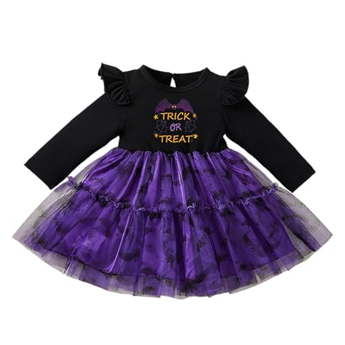 女の子のドレス 長袖 ハロウィン パーティードレス 漫画プリントスカート付き 幼児 子供用 カジュアル スクール ビーチ 衣装