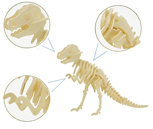 3D Wooden Dinosaur Puzzle - 6 Piece Set Wood Dinosaur Skeleton Model Puzzle - Diy Wooden Crafts 3D Puzzle - Stem Toys Gifts For Kids And Adults #TOP4