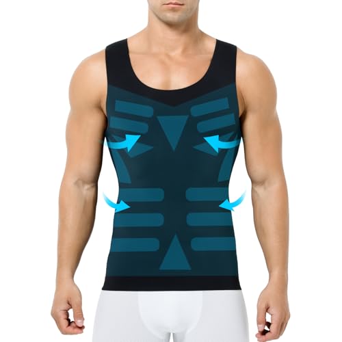 Casey Kevin Shapewear męska koszulka kompresyjna Tank Top dla mężczyzn, podkoszulek wyszczuplający brzuch dla mężczyzn, bielizna kompresyjna wyszczuplająca brzuch Body Shaper bez rękawów Compression