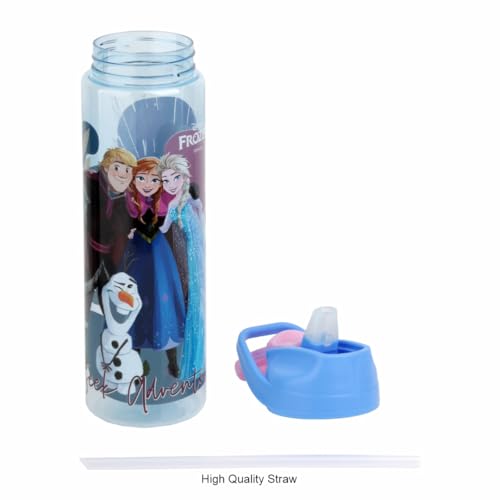 Image of SKi Homeware Plastic GLIDE Sipper Bottles Combo|800 ML + 650 ML|for School,Sports|Teens & Kids|set of 2 bottles|Leakproof,Pop-up Sipper with Handle|Mickey & Friends Frozen,Multicolour