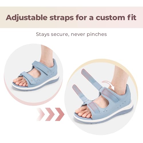 Image of FitVille Diabetic Sandals for Women Wide Width, Open Toe Orthopedic Wide Sandals for Women with Adjustable Straps and Arch Support for Bunions, Plantar Fasciitis, Swollen Feet