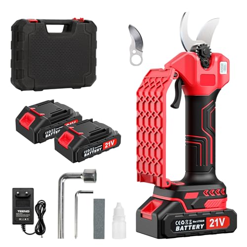 Professionelle Akku Astschere,35MM Gartenschere mit 2 Akku 2000mAh, 800W Bürstenloser Motor Bypass, Schere Astschneider Rosenschere Kabellos,Elektrisch Garten Schere mit LED-Schnittzählerm