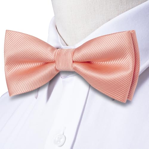 Image of Hi-Tie Bow Ties for Men Pre-Tied Pocket Square with Cufflinks Mens Bowtie Sets for Wedding Formal Party