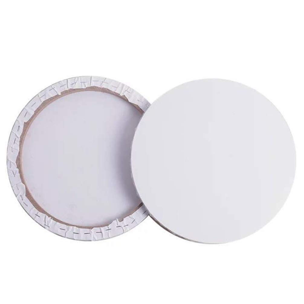 Lurrose Toile Ronde Tendue en Coton Blanc Cadre en Bois, pour Peinture à L'huile et Dessin, Format 40cm pour Artistes et Amateurs de Création