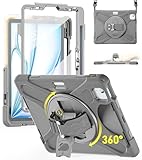 BRAECN Galaxy Tab A 10.1'' Case, Three Layer Heavy Duty Shockproof Rugged Case with 360 Degree Rotatable Stand/Hand Strap and Shoulder Strap for Samsung Tab A 10.1 SM-T580N/T585C-Kids Students（Black）