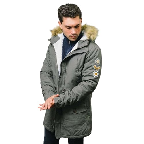 Mens Parka Faux Fur Hooded Jacket