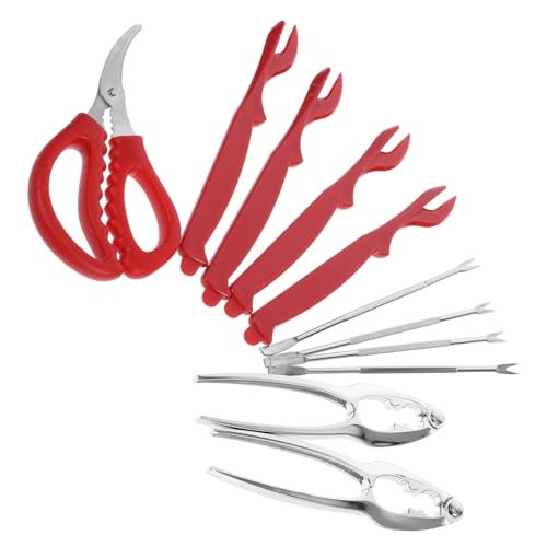 SHOWERORO Set Utensili da Cucina per Frutti di Mare in Acciaio Inox, Cracker per Chele, Forchette per Aragosta e Pinze, Design Ergonomico Antiscivolo, per Consumare Aragosta e Granchi a Casa