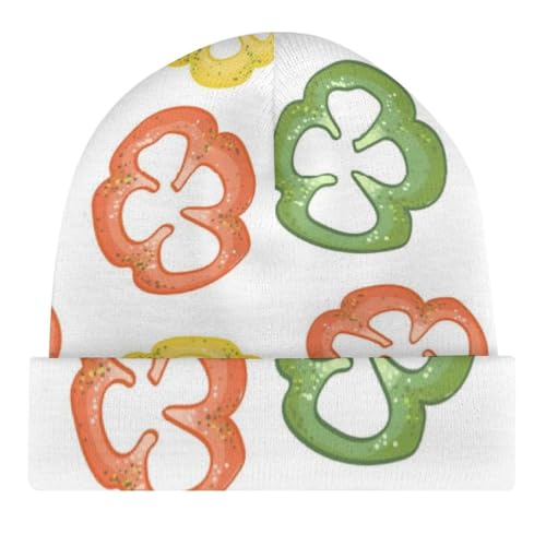 Watercolor Bell Pepper Pattern Kids Beanie Hat for for Girls Boys Children Cap Winter Knitted Chemo Cancer Headwear Accessories Gifts Decoration Black4