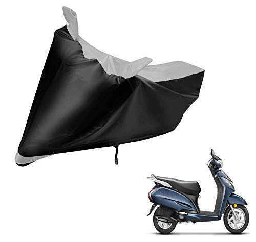 Image of Auto Hub Scooty Cover Compatible with Activa 3G with Mirror Pocket, Dustproof, Heat Resistant, Triple Stitched, Activa 3G Scooty Cover- Black, Silver