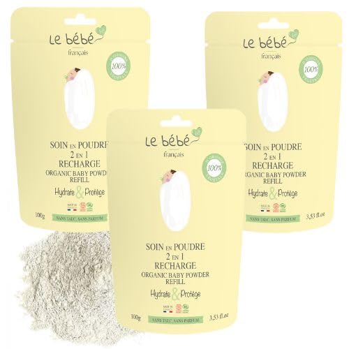 Soin en poudre Bio 2 en 1 corps et bain apaisant en lot de 3 pour peaux sensibles