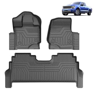FIILINES Floor Mats for Ford F-150 2015-2025 | F150 Lightning 2022-2025 SuperCrew (Only Fit Rear Seat with Under-Seat Fold Flat Storage), All Weather TPE Floor Liners for F150