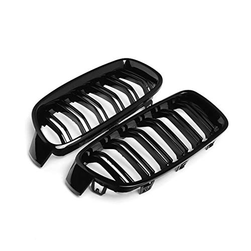 Zwbfu 2 peças preto brilhante para-choque dianteiro capô grade de rim de linha dupla grade de corrid