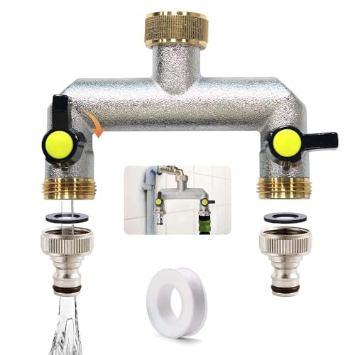 2 wege verteiler wasser 3/4 zoll wasseranschluss verteiler mit Adapter 1/2 wasserhahn verteiler Wasserhahn Wasserverteiler mit Kugelhahn Gartenschlauch Verteiler wasseranschluss adapter